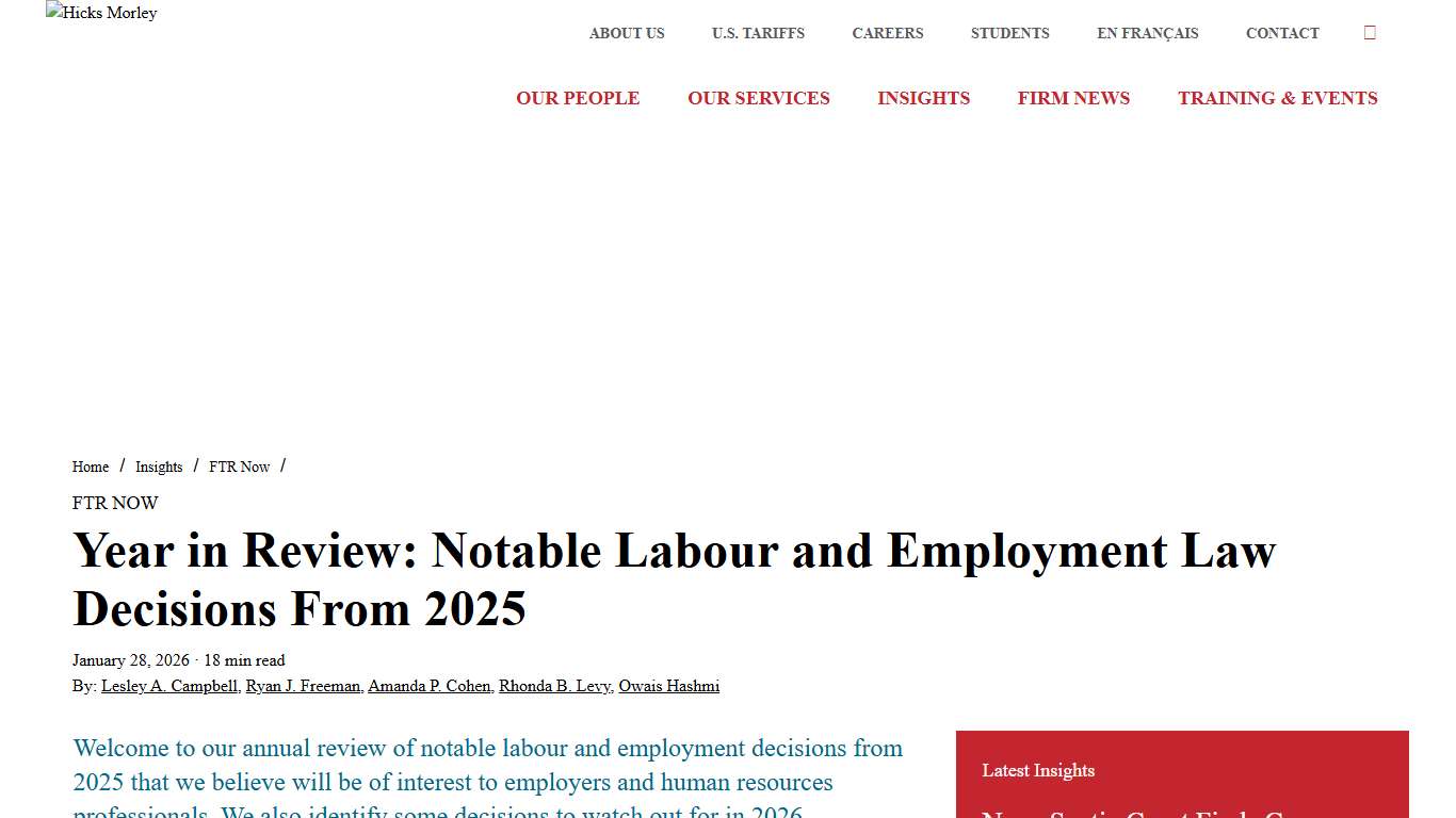 Year in Review: Notable Labour and Employment Law Decisions From 2025